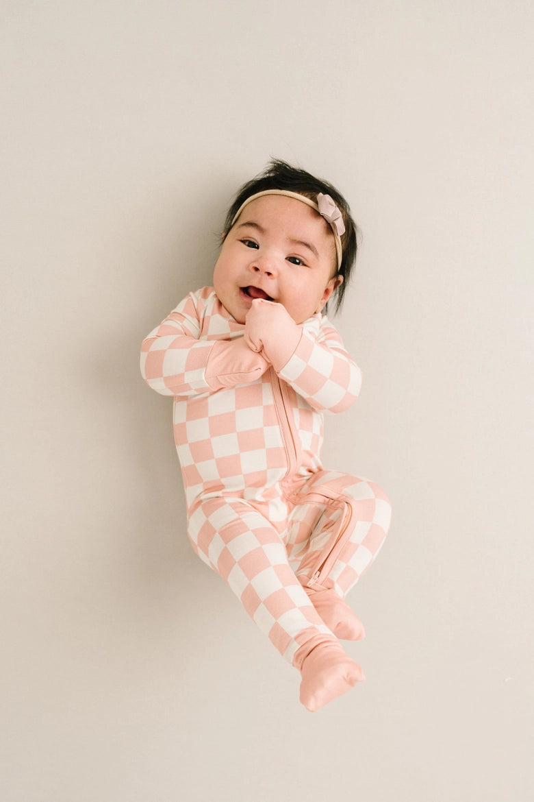 Blush Checkered Bamboo Sleeper