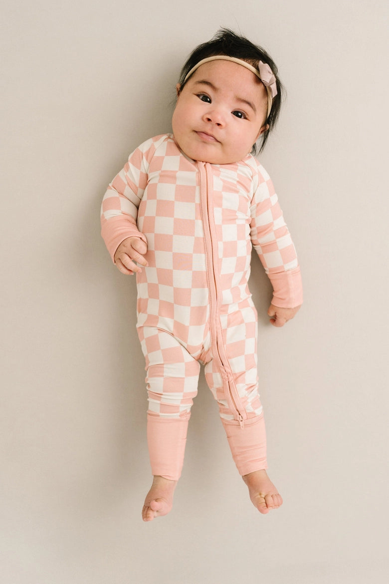 Blush Checkered Bamboo Sleeper