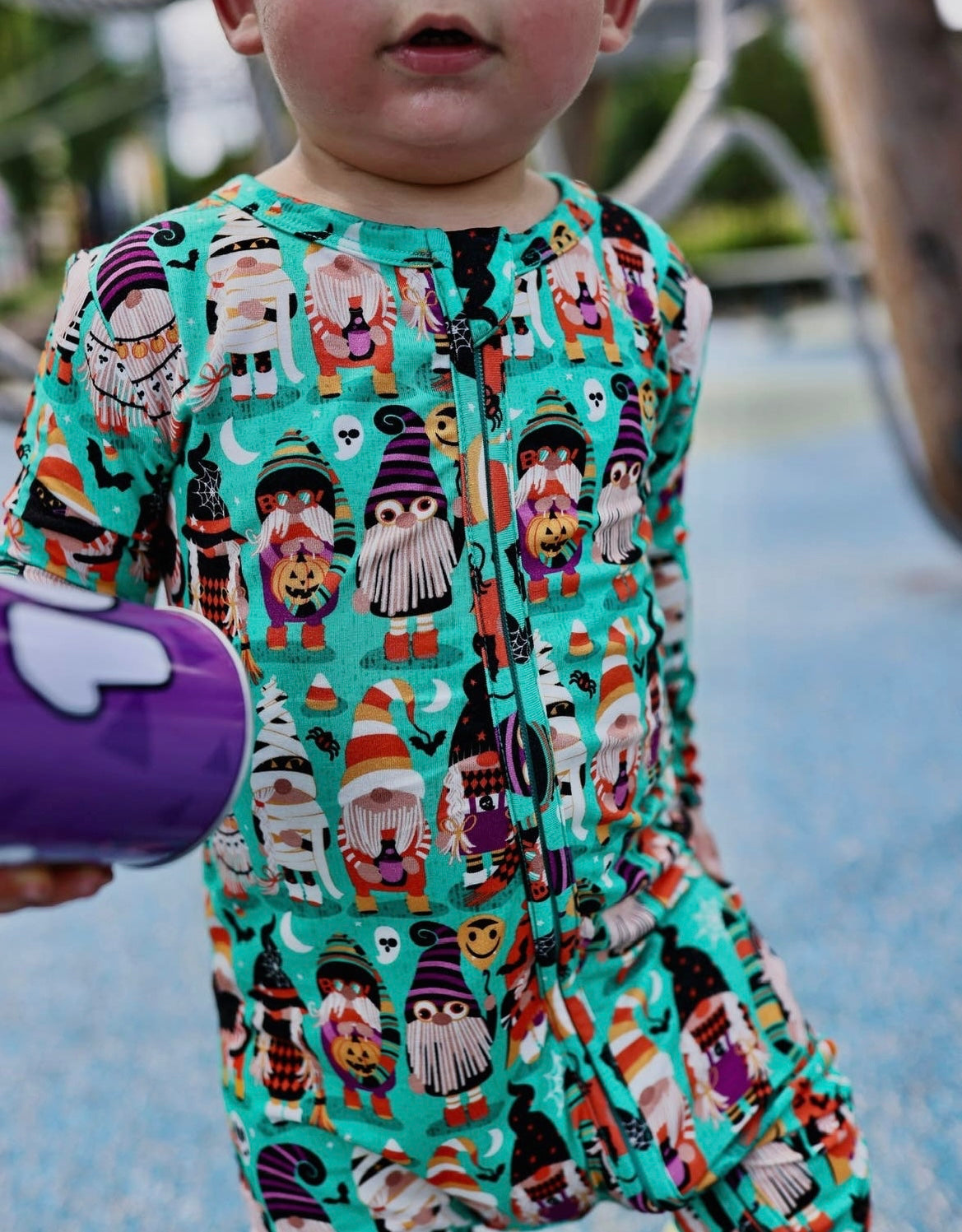 Trick Or Treat Gnomes Zip Convertible Footie