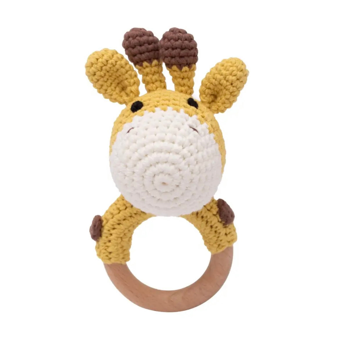 Natural Wooden Crochet Baby Rattle