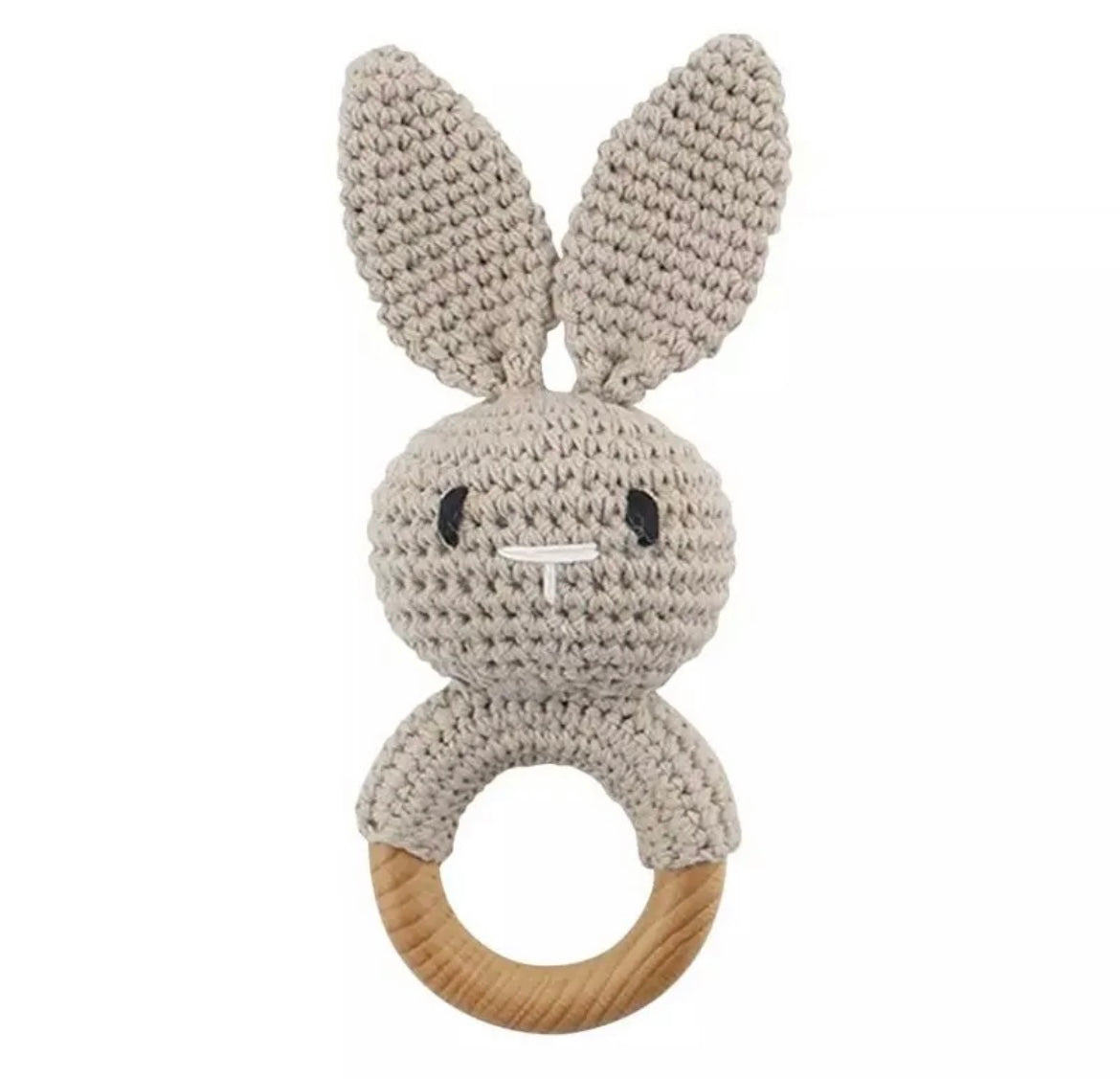 Natural Wooden Crochet Baby Rattle