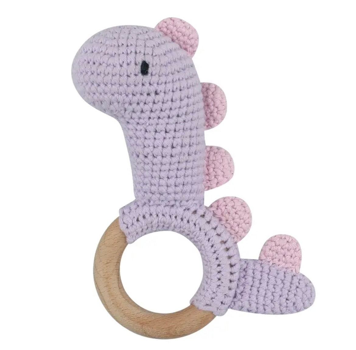 Natural Wooden Crochet Baby Rattle