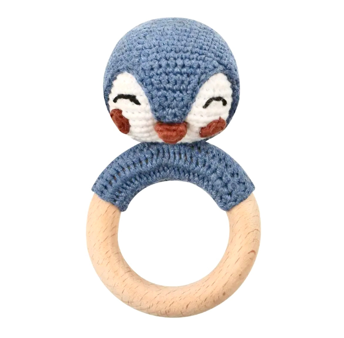 Natural Wooden Crochet Baby Rattle