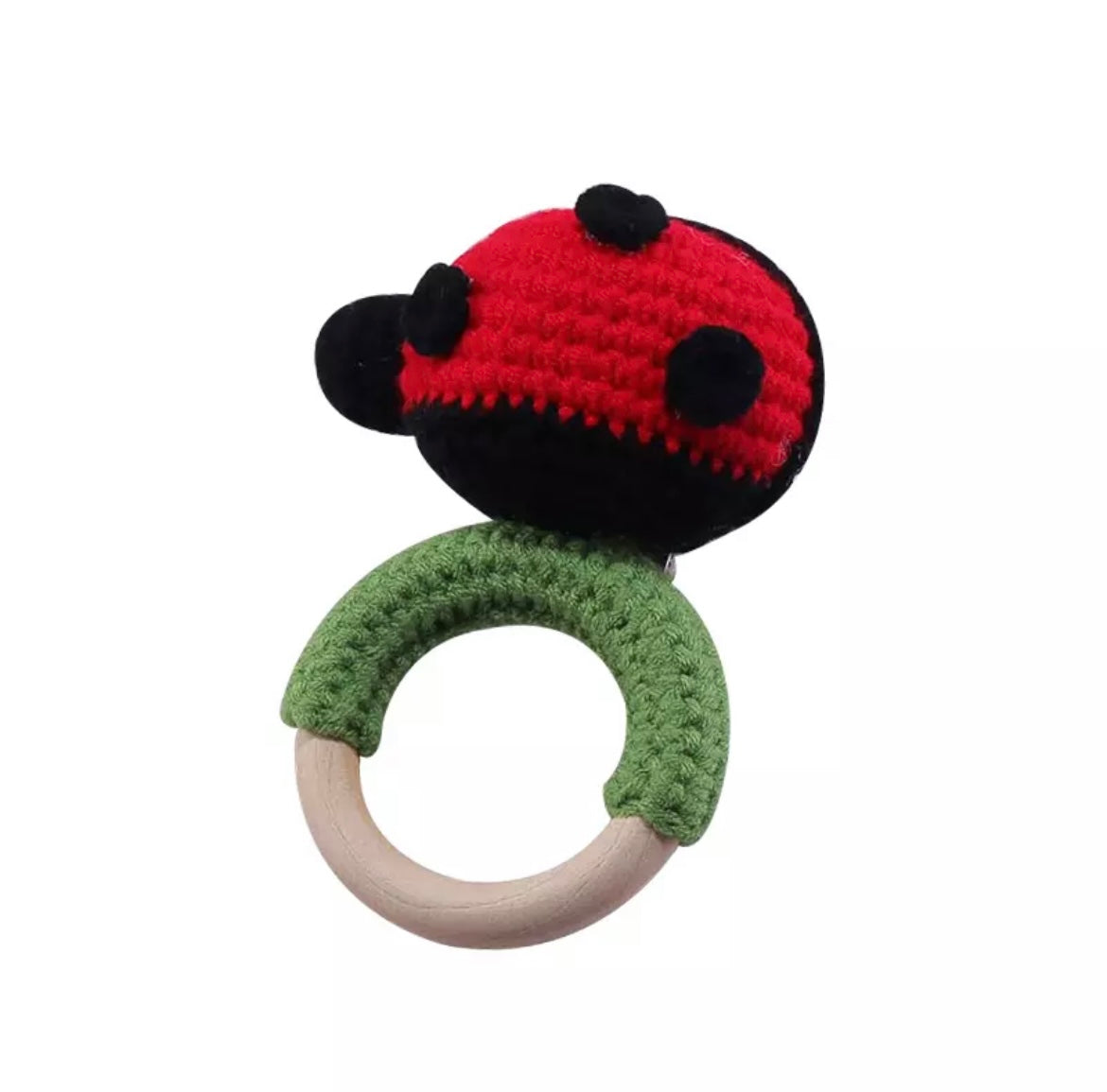 Natural Wooden Crochet Baby Rattle