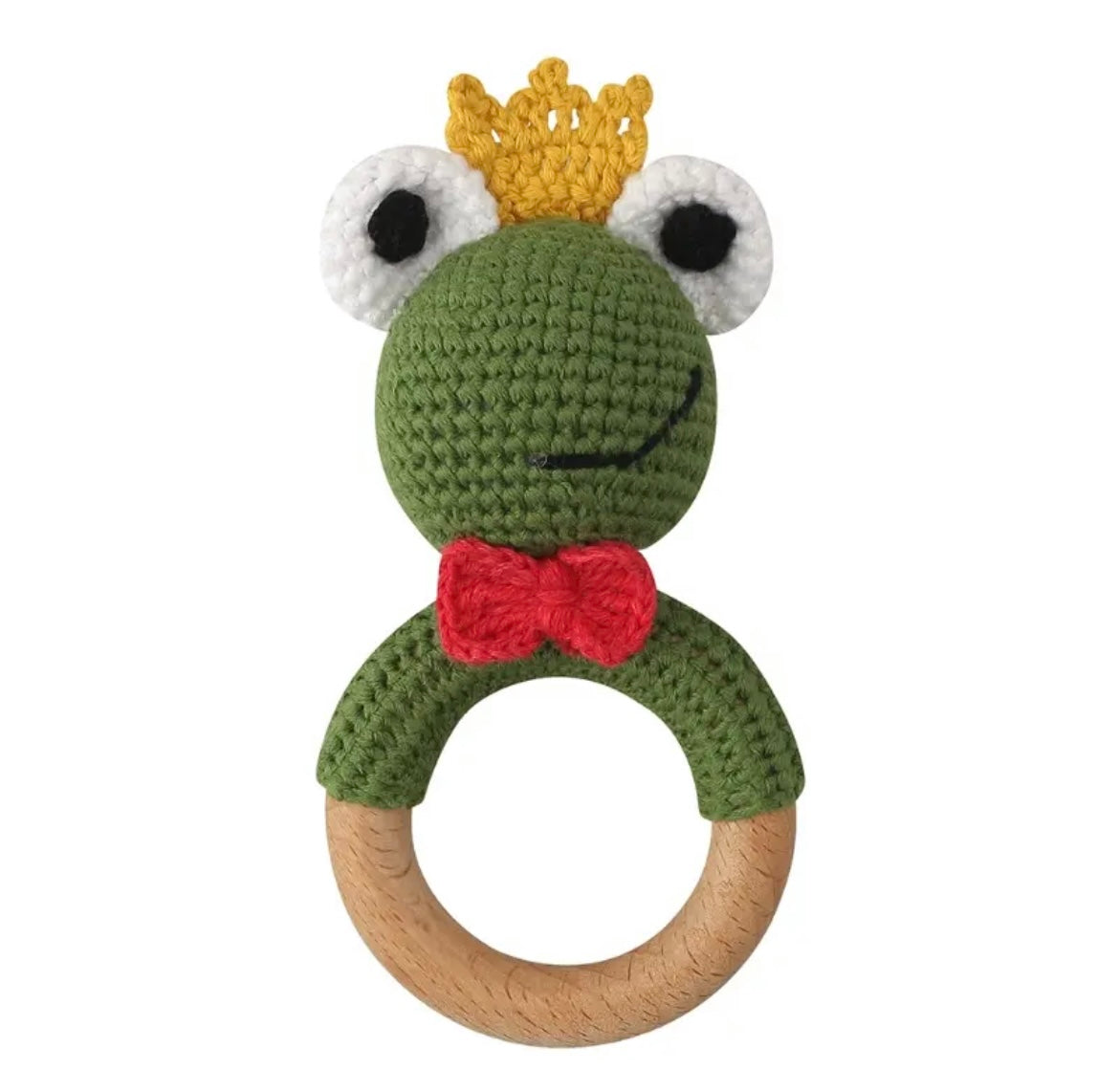 Natural Wooden Crochet Baby Rattle