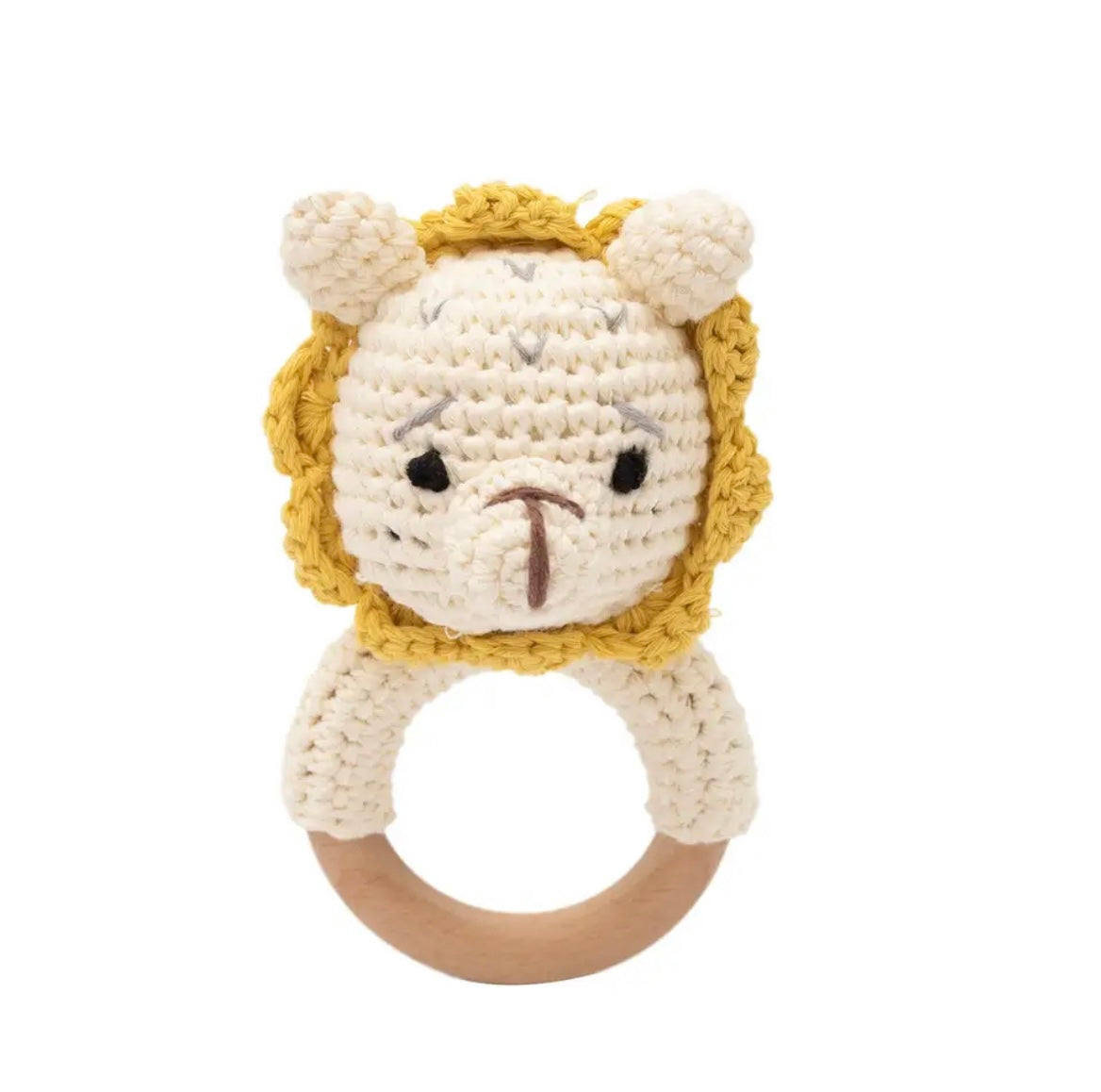 Natural Wooden Crochet Baby Rattle