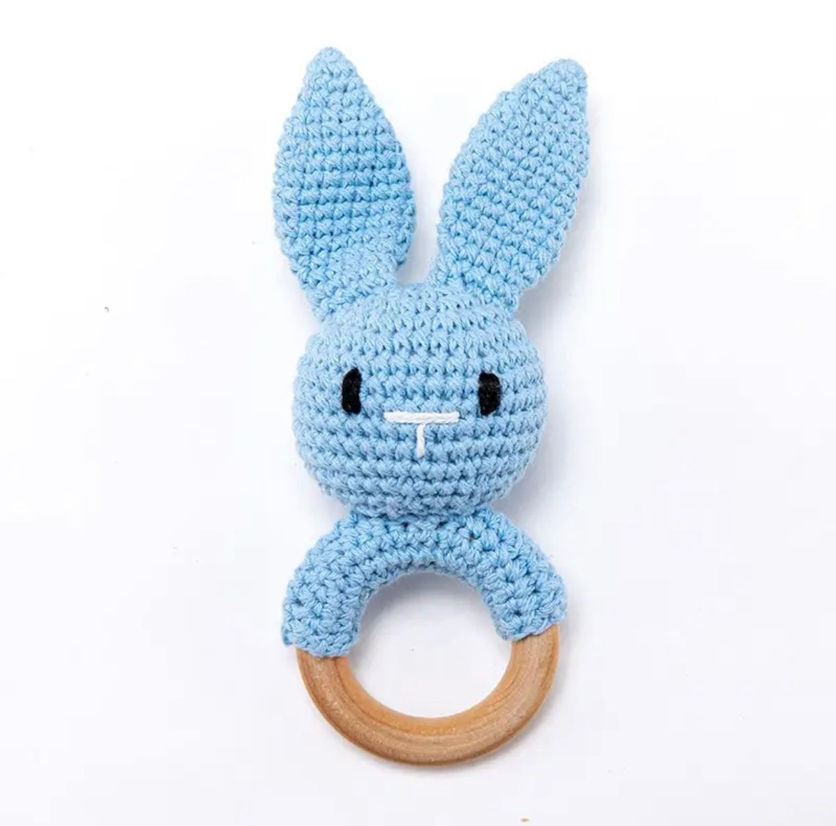 Natural Wooden Crochet Baby Rattle