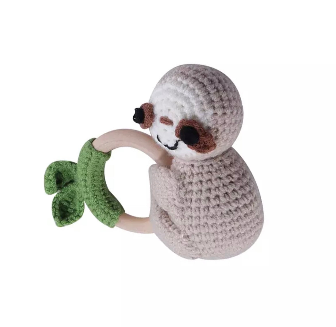 Natural Wooden Crochet Baby Rattle