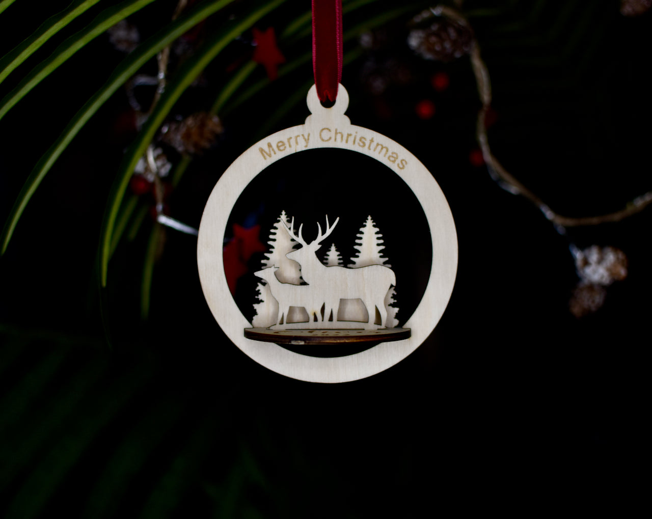 Personalized Christmas Ornament | Multi layered | Reindeer | Engraved - HappyBundle