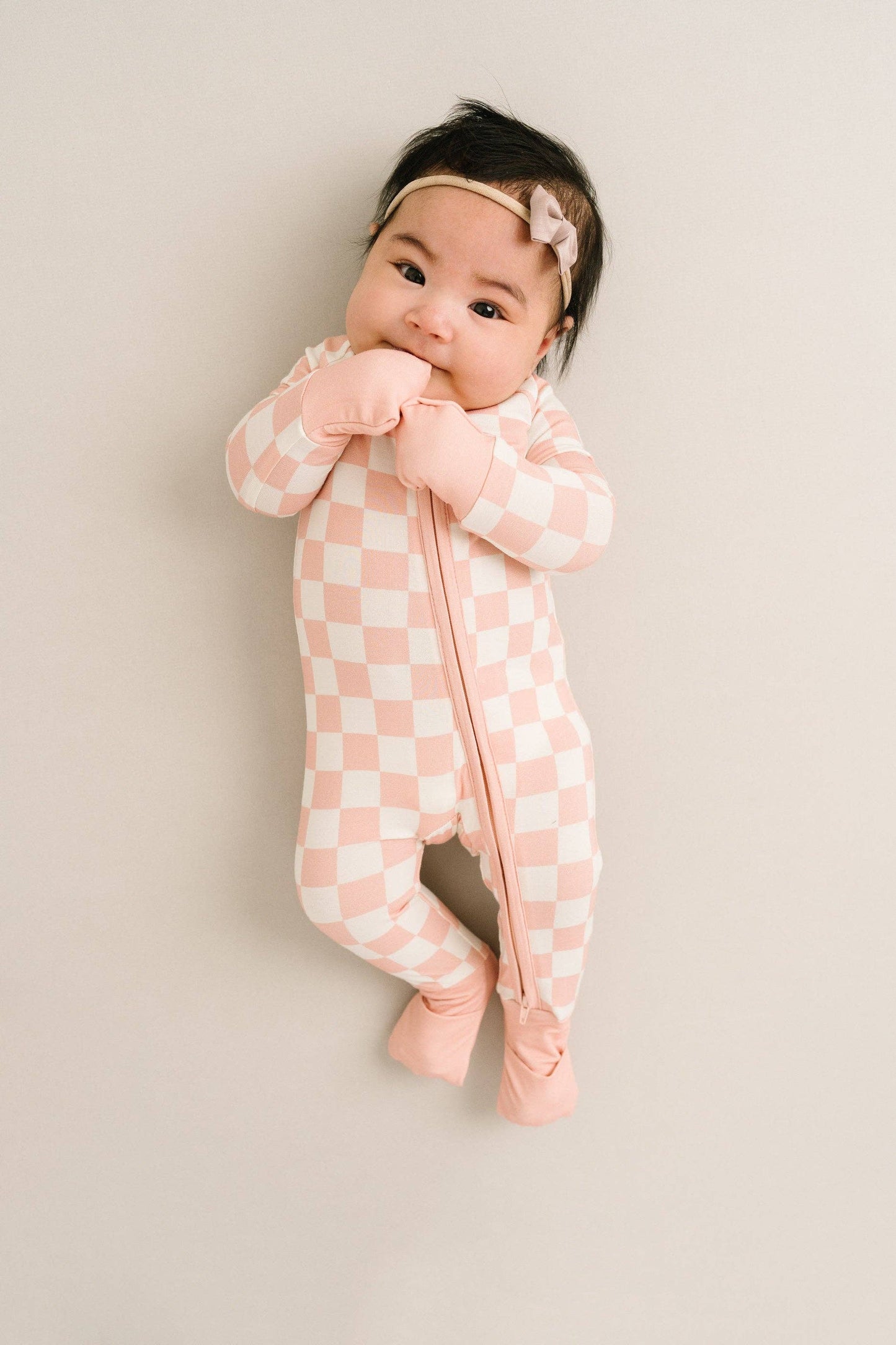 Blush Checkered Bamboo Sleeper