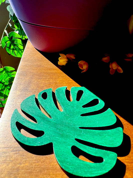 Monstera Leaf Wood Coasters - Set of 6 - HappyBundle