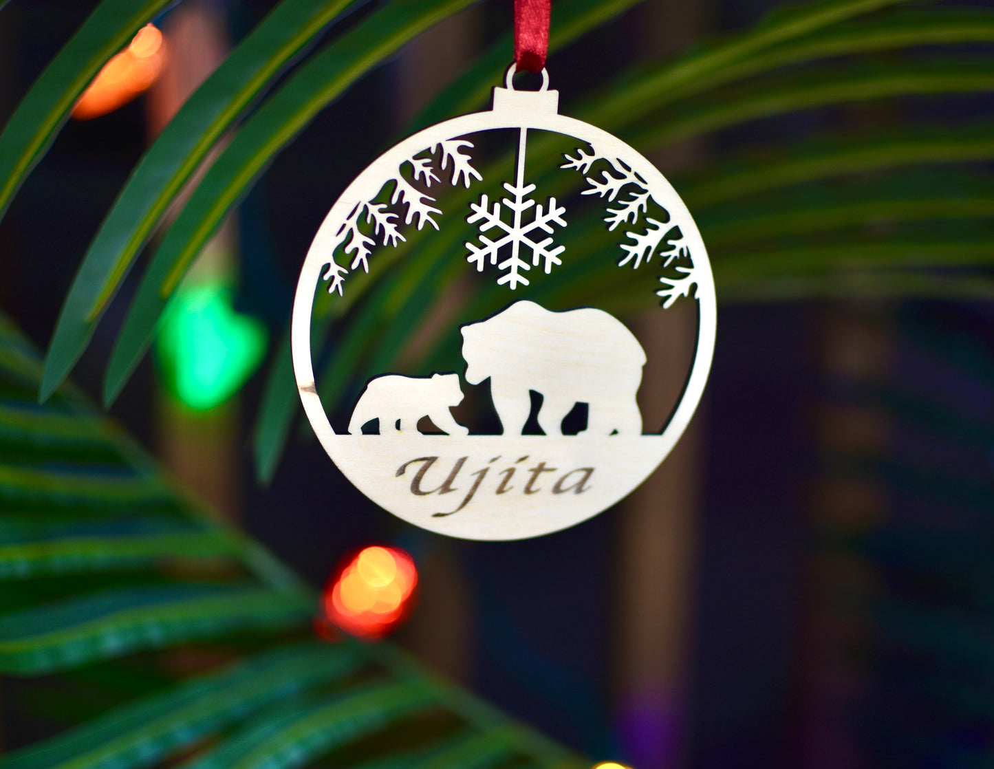 Personalized Christmas Ornament | Christmas balls | Bear design - HappyBundle