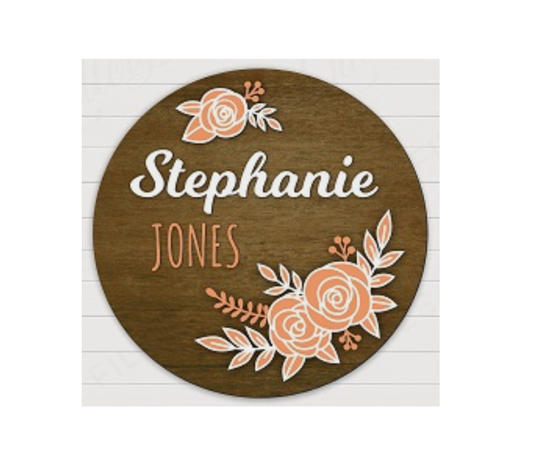 3d Round Roses Themed Nursery Baby Name Personalized Sign - HappyBundle