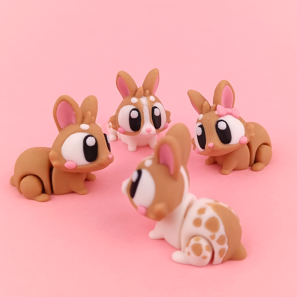Flexi Bunnies design reference; one Bunnies is included in this five-animal bundle. Colours may vary.