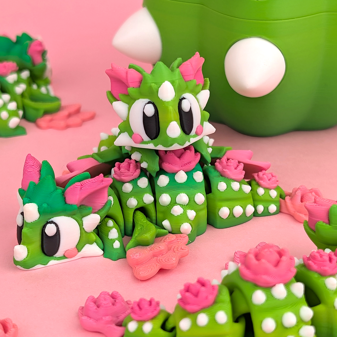 3DGOB design reference for Cactus Bloom Mini Dragon. Display figures and scenery follow the selected package; see included contents.