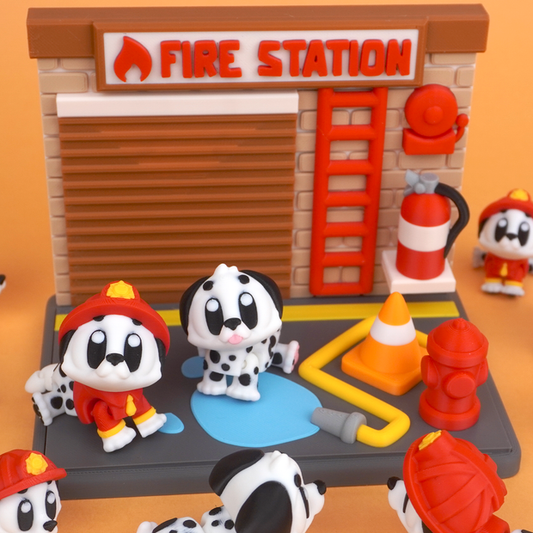 3DGOB design reference for Fire Station Playset. Display figures and scenery follow the selected package; see included contents.