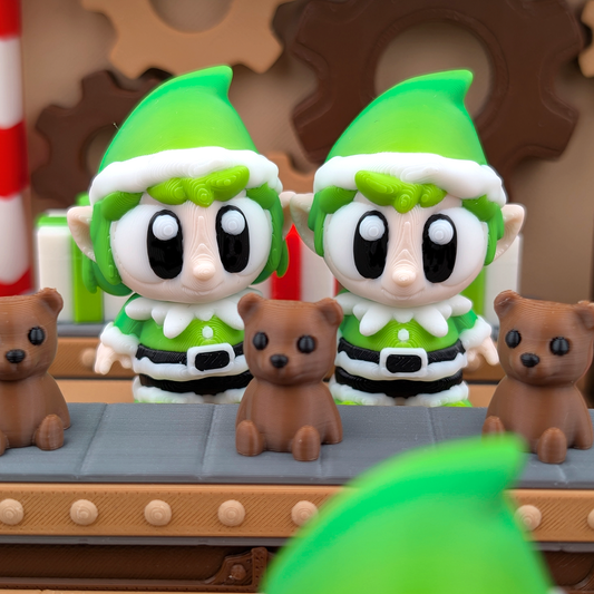 3DGOB design reference for Santa's Workshop Playset. Display figures and scenery follow the selected package; see included contents.