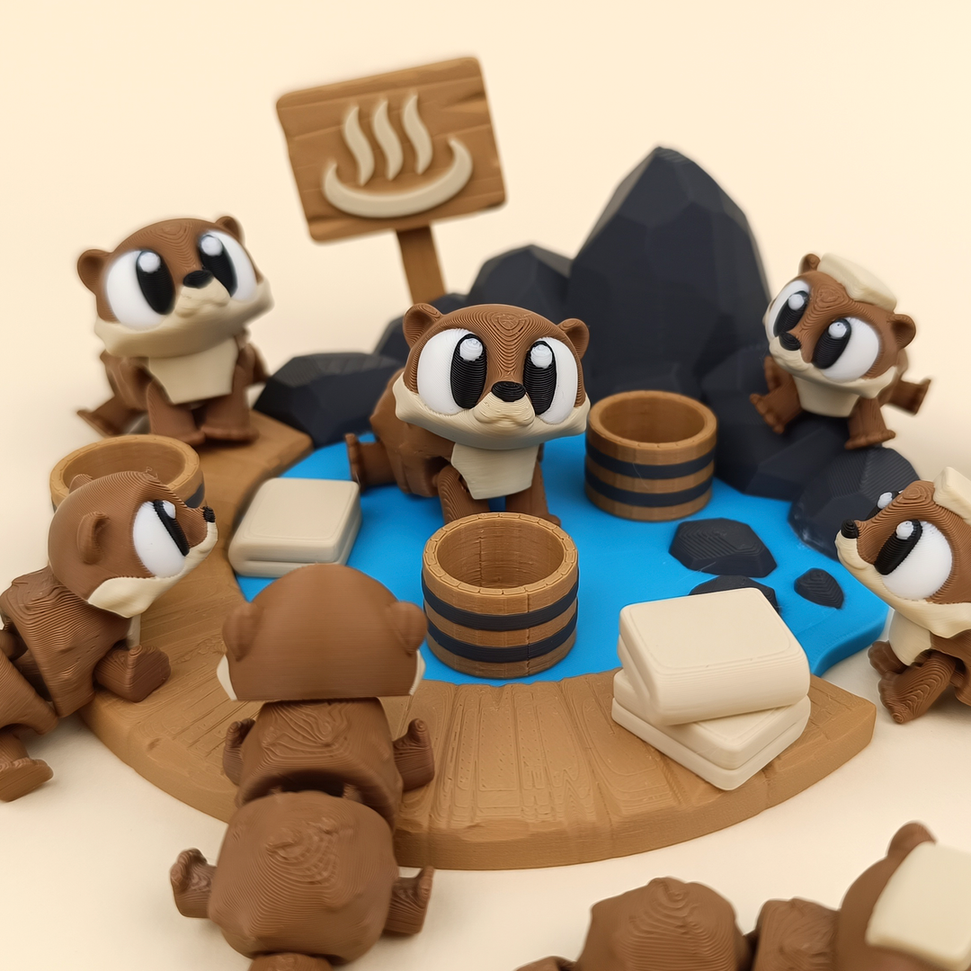 3DGOB design reference for Otter Onsen Playset. Display figures and scenery follow the selected package; see included contents.