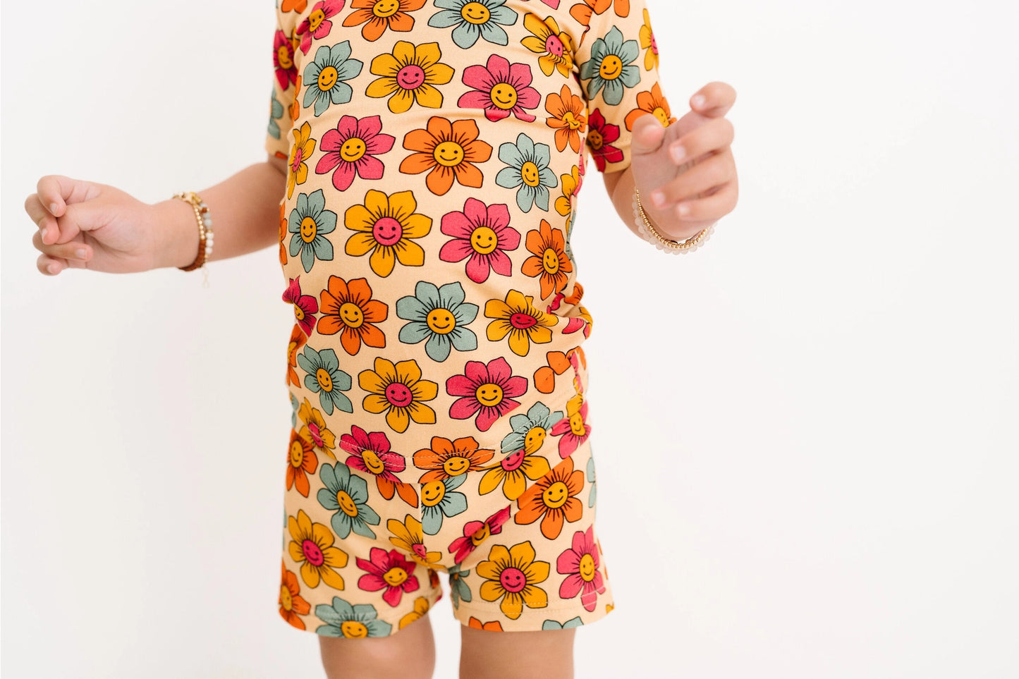 Smiley Flower Bamboo Shorts Set