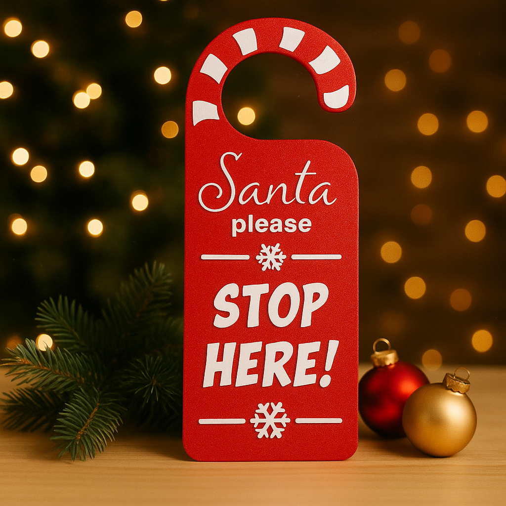 Santa Please Stop Here! – Christmas Door Hanger