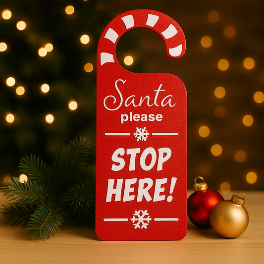 Santa Please Stop Here! – Christmas Door Hanger