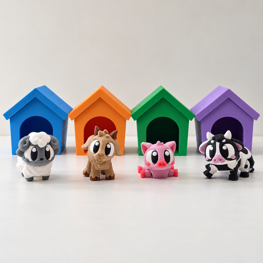 Peek-a-Boo Farm Friends: 4 Regular animals and 4 colourful houses.