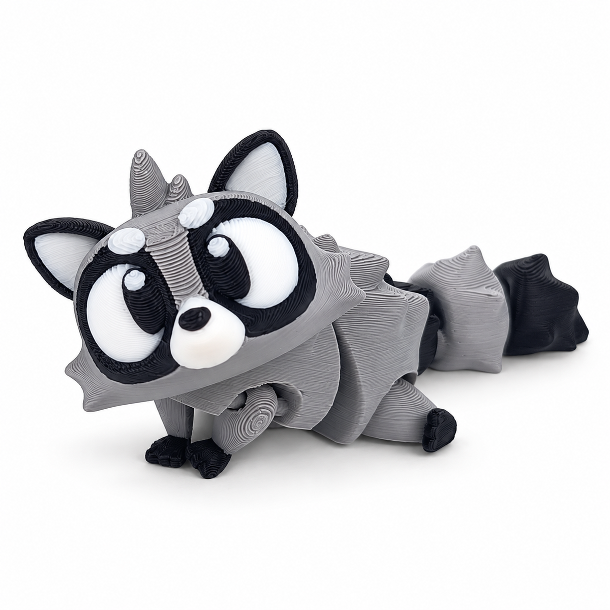 Flexi Raccoon — included in Woodland Wanderers — 5 Animals; edited reference image on white.