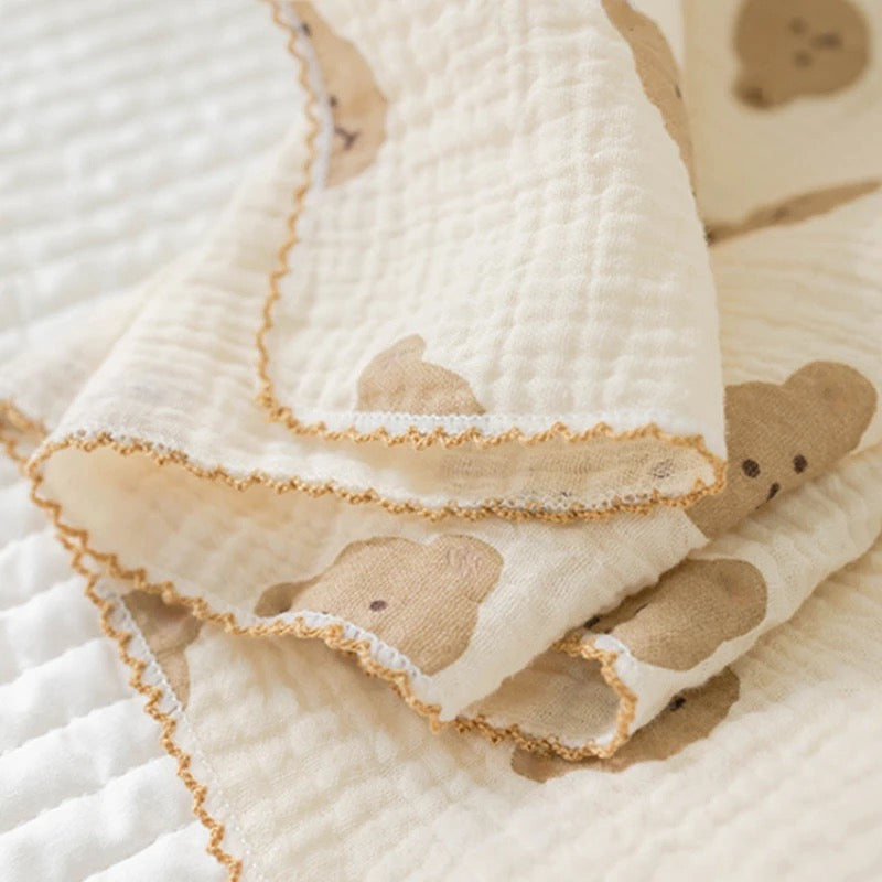 Muslin Cotton Baby Bear Swaddle Blanket