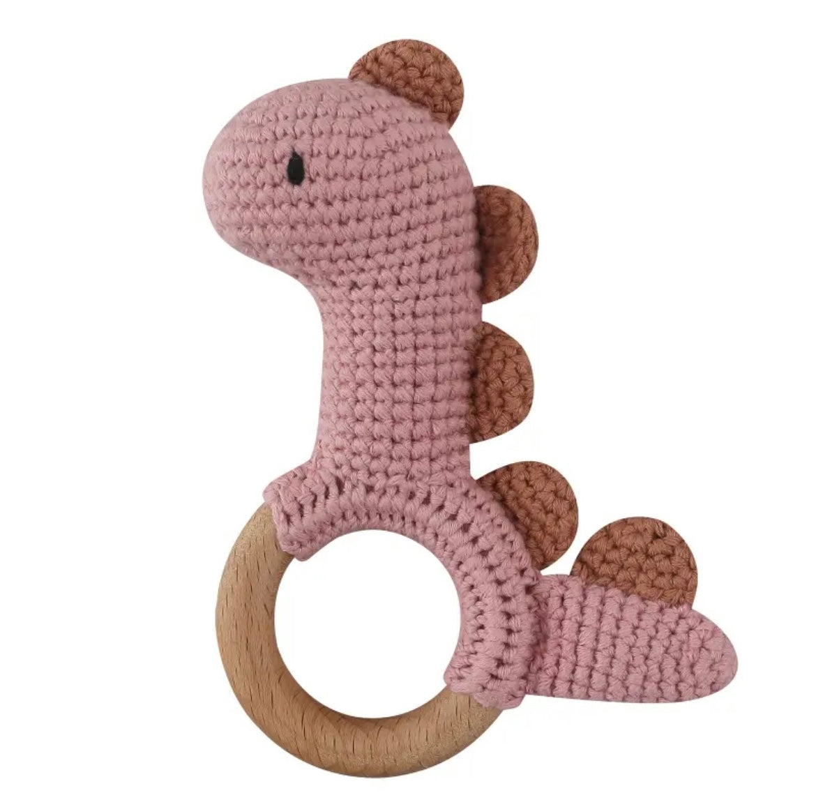Natural Wooden Crochet Baby Rattle