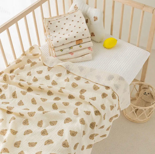 Muslin Cotton Baby Bear Swaddle Blanket