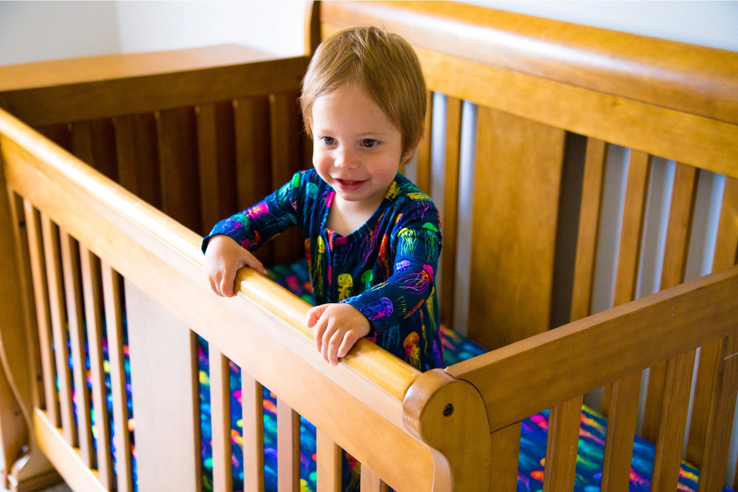 Rainbow Jellies Bamboo Crib Sheet