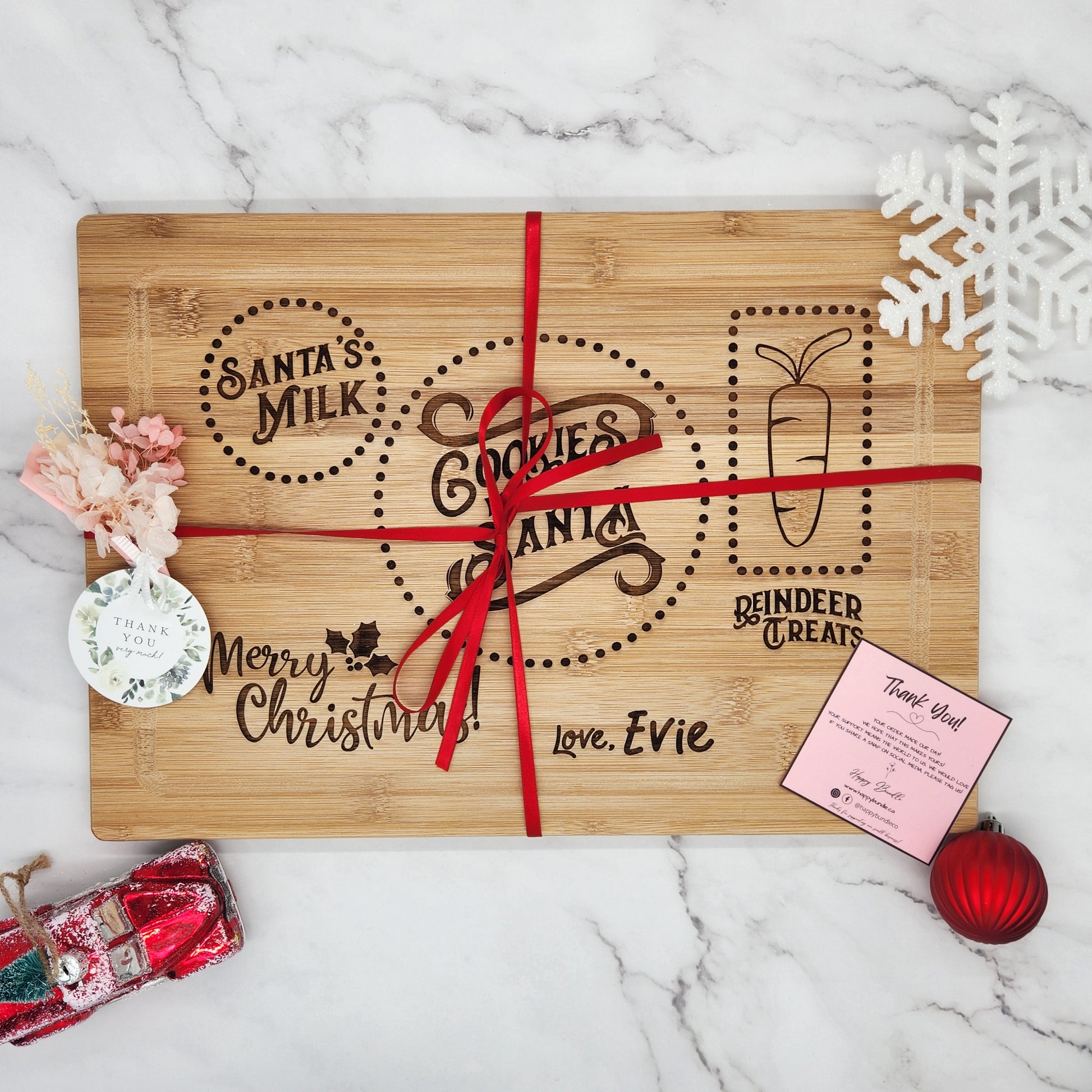 Personalized Christmas Board | Dear Santa Cookie Tray, Milk and Cookies| Christmas Cheese Platters | Santa Charcuterie Board - HappyBundle
