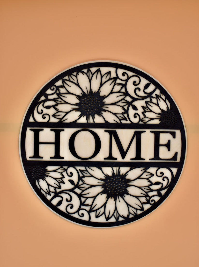 Monogram Welcome Sunflower Sign - HappyBundle