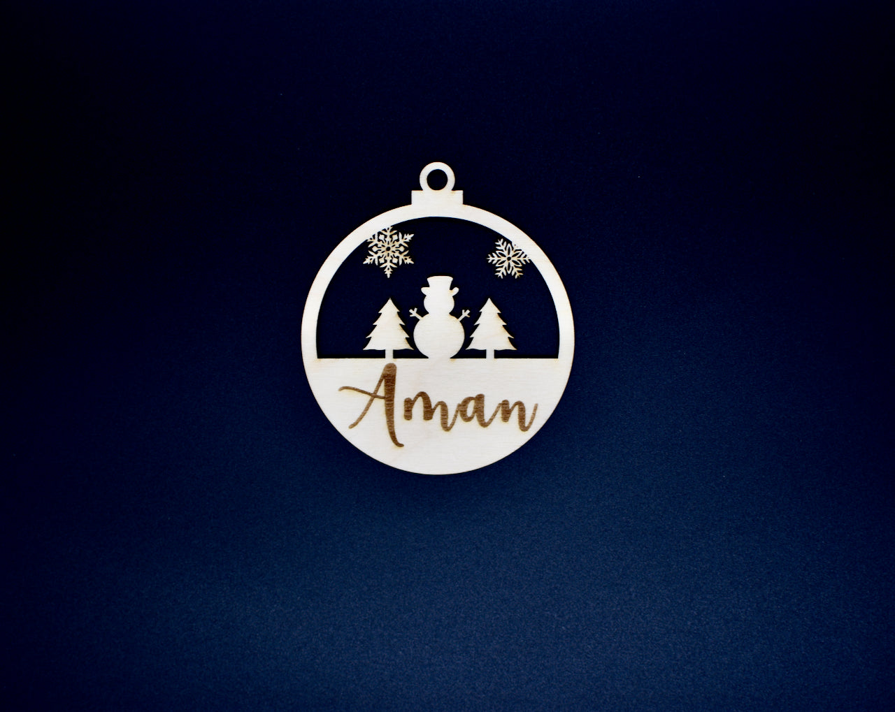 Personalized Christmas Ornament - Snowman, Tree and SnowFlake - HappyBundle