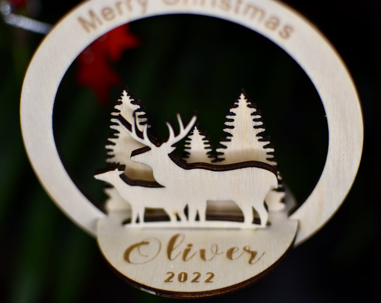 Personalized Christmas Ornament | Multi layered | Reindeer | Engraved - HappyBundle