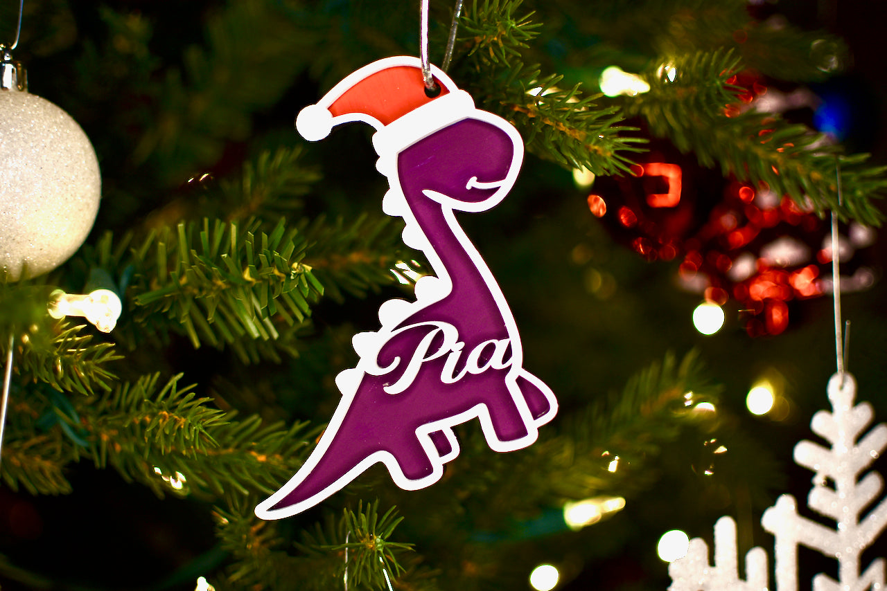Dinosaur themed Personalized Name Christmas Ornament - HappyBundle