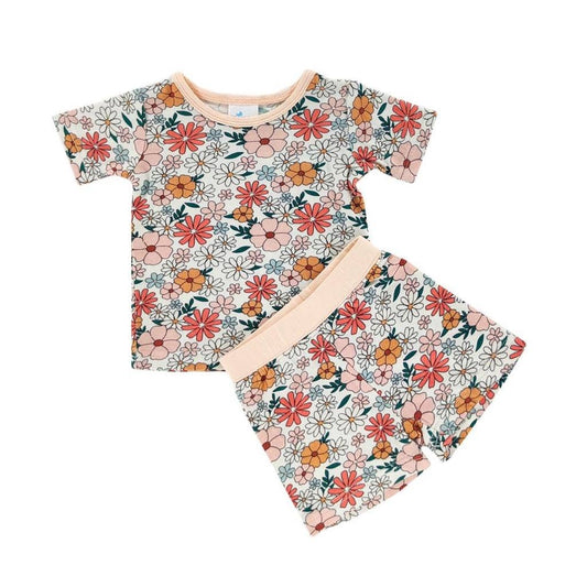 Boho Floral Bamboo Shorts Set