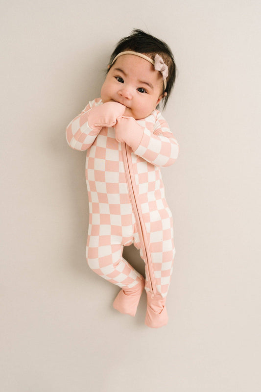 Blush Checkered Bamboo Sleeper