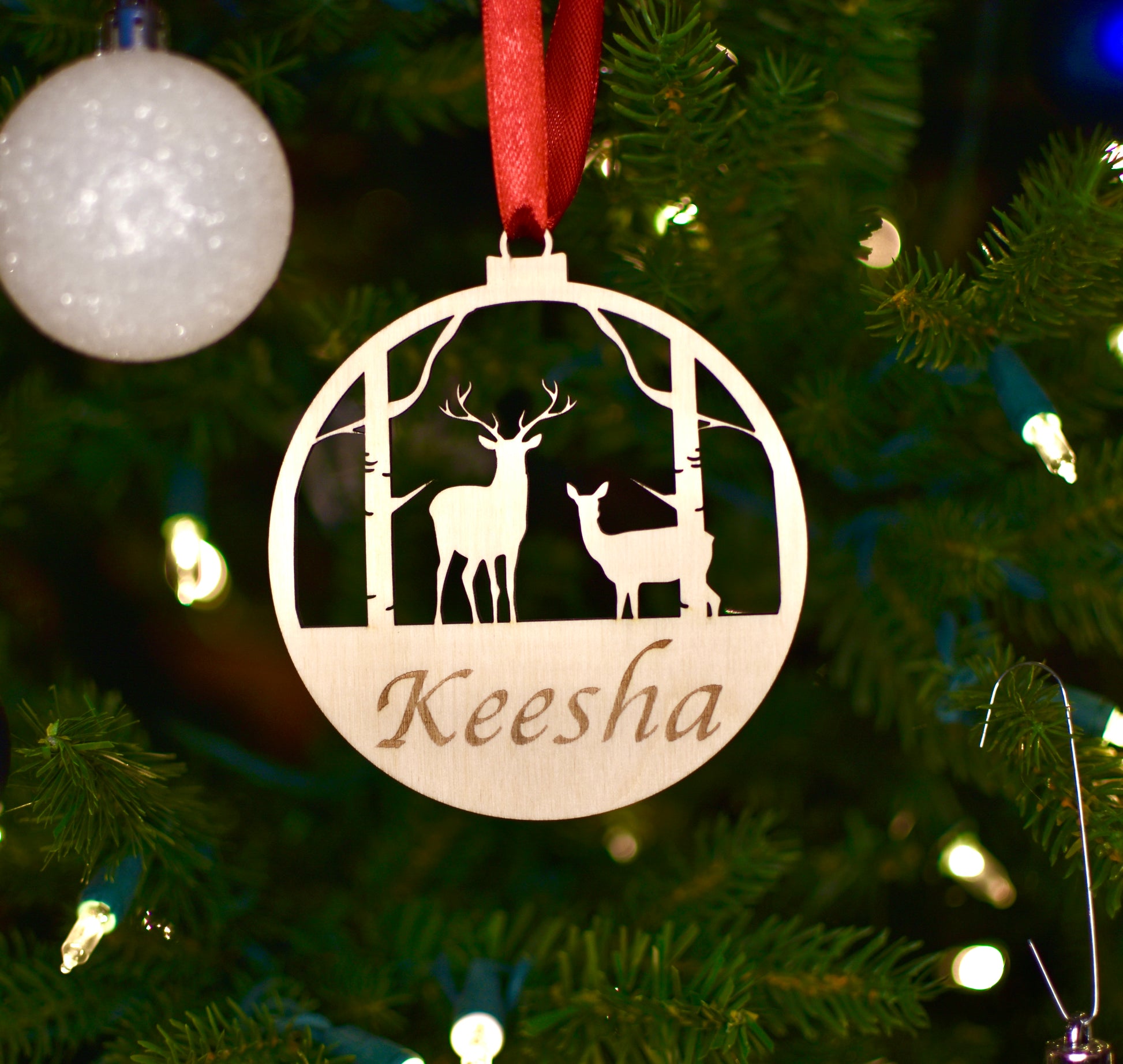 Personalized Christmas Ornament | Christmas balls | Deer design - HappyBundle