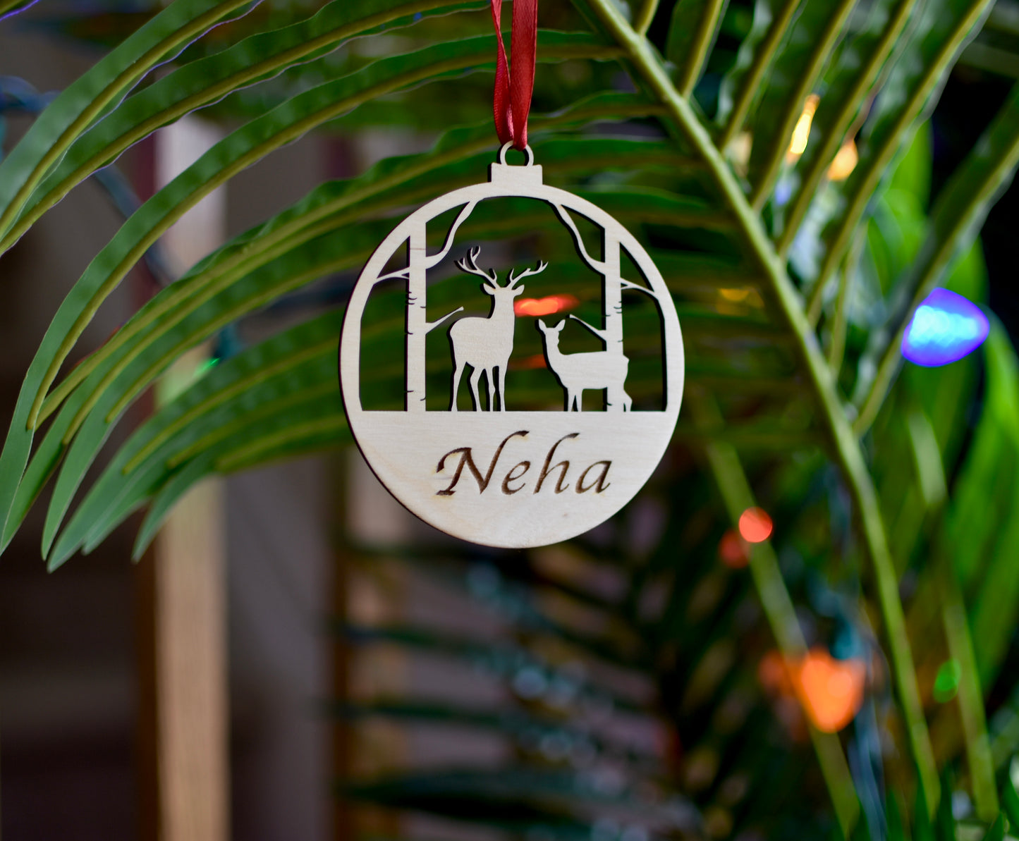 Personalized Christmas Ornament | Christmas balls | Deer design - HappyBundle