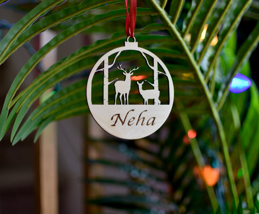 Personalized Christmas Ornament | Christmas balls | Deer design - HappyBundle