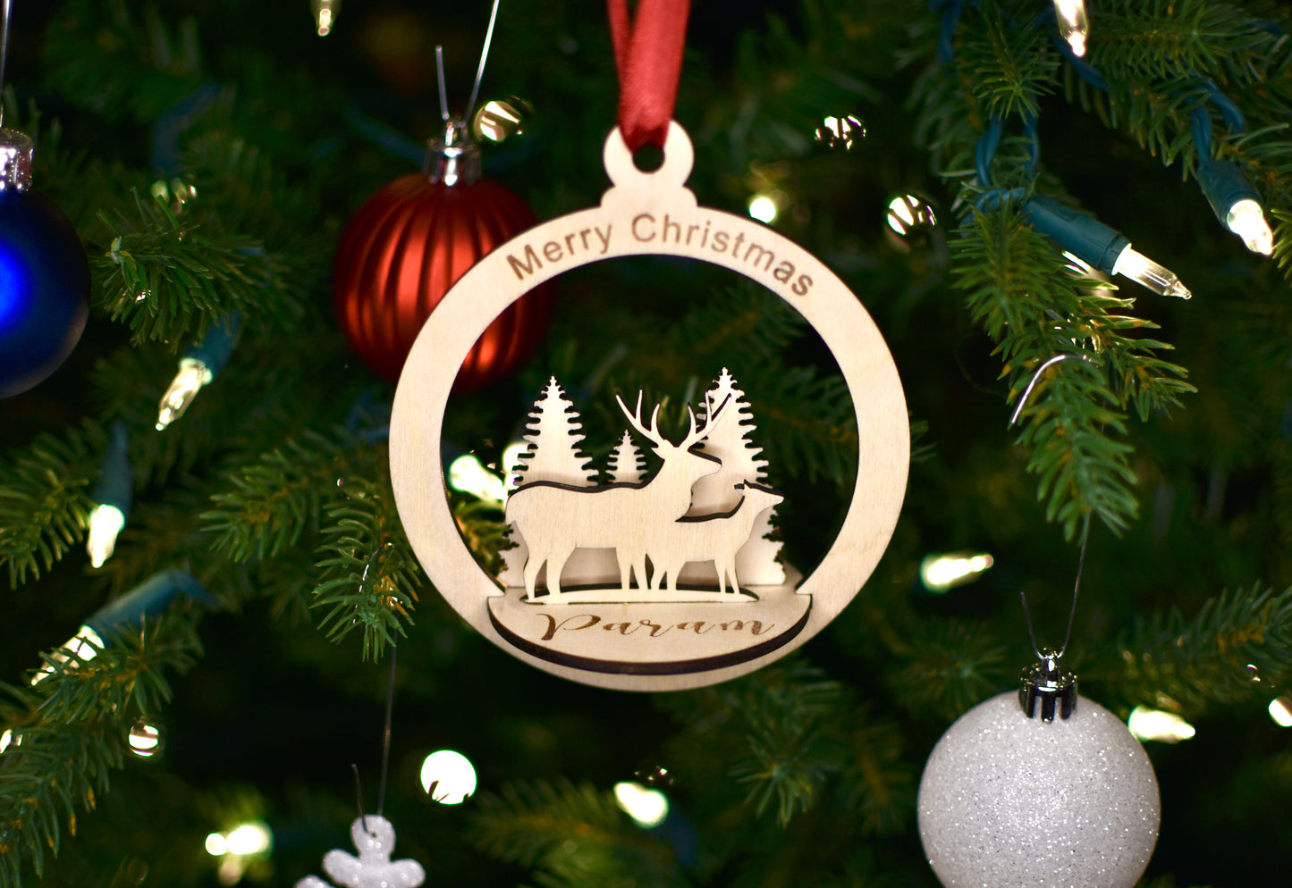 Personalized Christmas Ornament | Multi layered | Reindeer | Engraved - HappyBundle