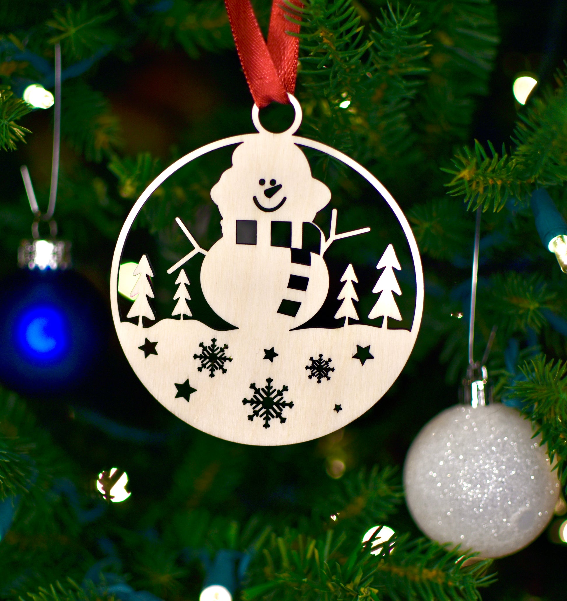 Christmas Ornament | Christmas balls |  Happy Snowman Design - HappyBundle