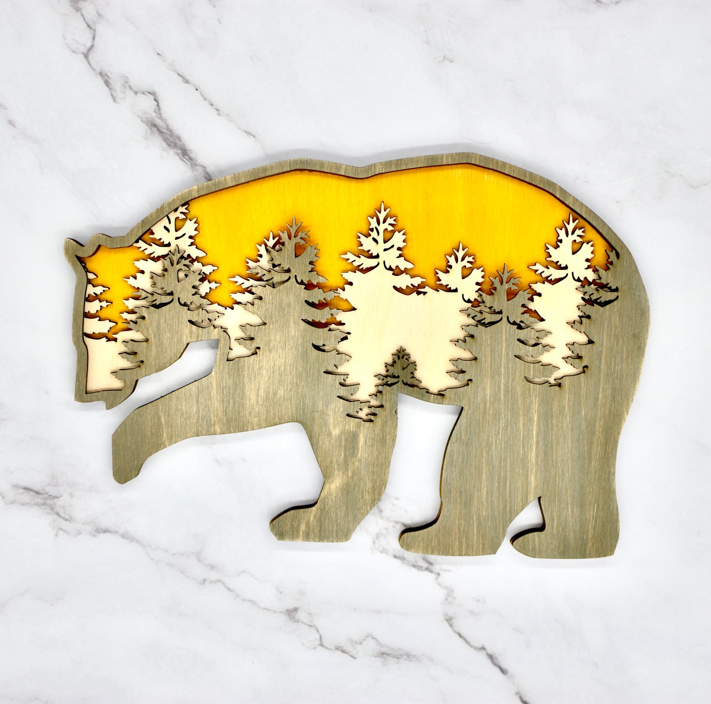 Forest Wooden Bear Multi layer Wall Decor