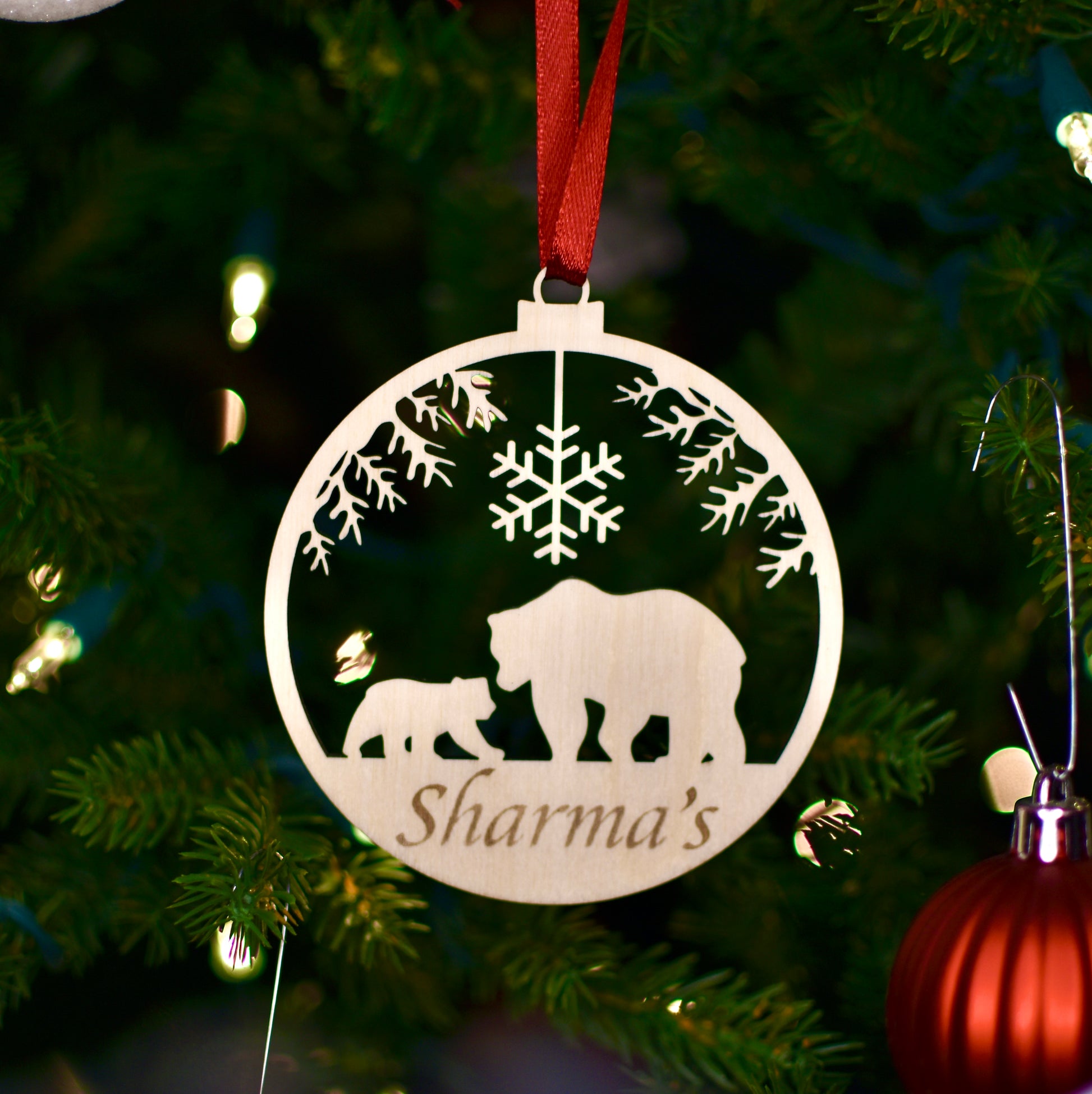 Personalized Christmas Ornament | Christmas balls | Bear design - HappyBundle