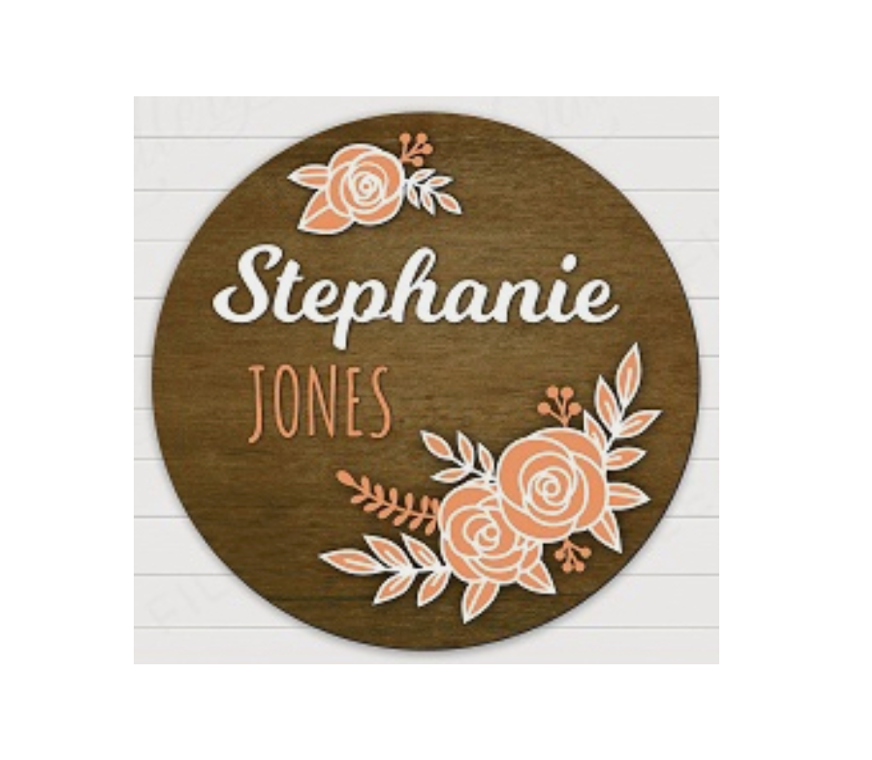 3d Round Roses Themed Nursery Baby Name Personalized Sign - HappyBundle